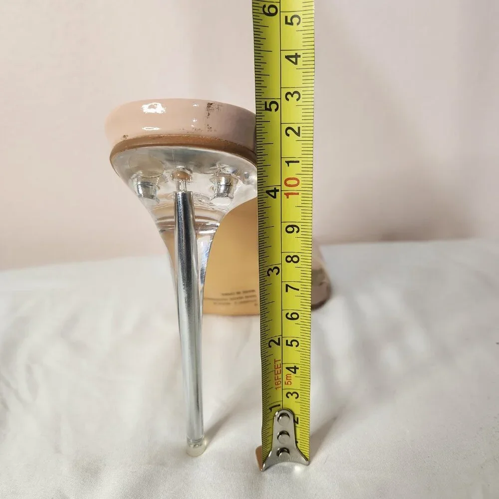 Fashion Nova Transparent Stiletto 4" Heels Beige Nude Bottoms Size 9 - Picture 7 of 9